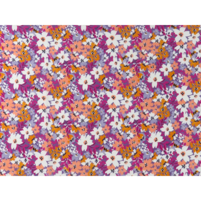 Tissu Popeline Viscose Ecovero Purple Flowers