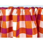 Tissu Sergé 100 % Coton Carreaux Orange / Fuchsia