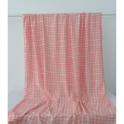 Tissu Taffetas Léger Viscose & Soie Graphic Checks Rose / Ecru