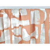 Tissu Toile 100 % Lin Graphique Abricot / Beige