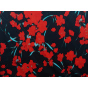 Tissu Voile de Coton Blured Flowers Noir / Rouge