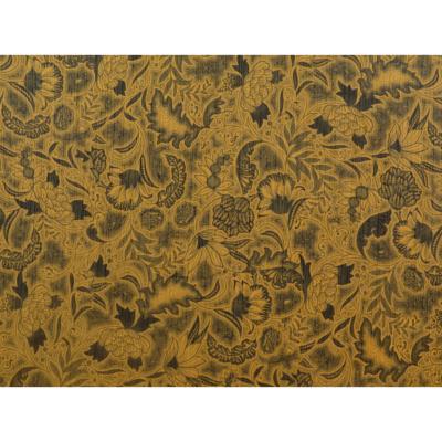 Tissu Voile Lurex Ocre Fleurs Ethniques