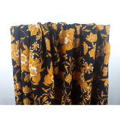 Tissu Toile Poly / Viscose Fleur Noir & Ocre