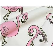 Tissu Jersey Coton / Elasthanne Imprimé Flamant Rose