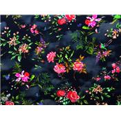 Tissu Jersey VENISE Fleurs, Oiseaux, Tie & Dye