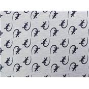 Tissu Jersey Coton Bleu Ciel Chiné Imprimé Gecko