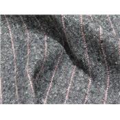 Tissu Tweed Gris / Noir Rayure Rose