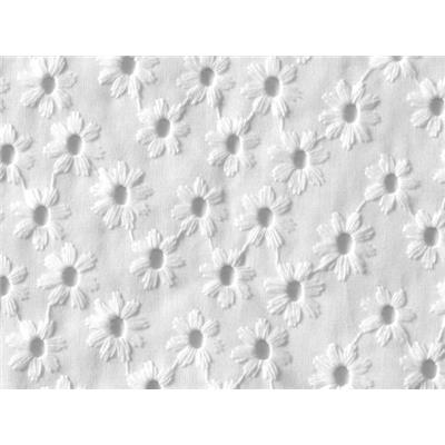 Tissu Broderie Anglaise Petites Fleurs Blanche
