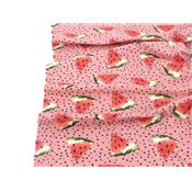 Tissu Jersey Coton / Elasthanne Pois & Pastèque Rose