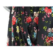 Tissu Crepe LONDRES Fleurs Noir