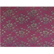 Tissu Jacquard Motif Fleurs Bordeaux / Noir / Lurex Doré