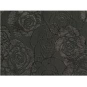 Tissu Jacquard Motif Rose Noir / Lurex Noir