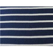 Tissu Jersey Cote1x1 Rayé Bleu Marine / Ecru