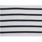 Tissu Jersey Cote 1x1 Rayé Blanc / Bleu Marine