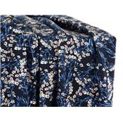 Tissu Jersey Viscose / Elasthanne Fleuri Marine