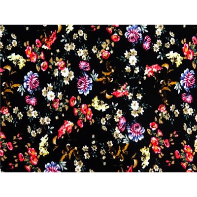 Tissu Jersey Viscose / Elasthanne Floral Noir