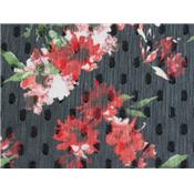 Coupon Voile Plumetis Imprimé Fleurs 100 cm x 140 cm