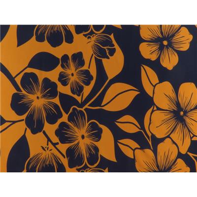 Tissu Voile de Viscose Fleurs Ocre / Marine