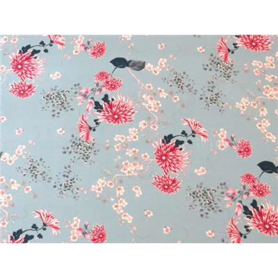 Tissu Voile de Viscose Imprimé Effet Japonisant Fleurs