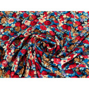 Tissu Voile de Viscose Fleurettes Rouge