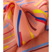 Tissu Crepe de Chine 100 % Soie Graphic LINES Rose