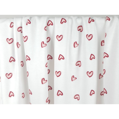 Tissu Maille Jersey Coton BIO Pink Hearts