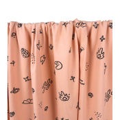 Tissu Maille Jersey Coton / Elasthanne Doodle Corail