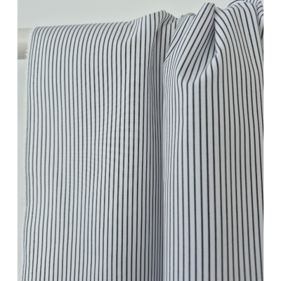 Tissu Popeline 100 % Coton Rayé Blanc & Noir