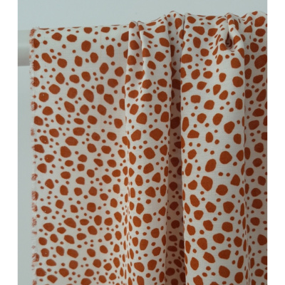 Tissu Popeline 100 % Viscose Abstract Dots Terracotta