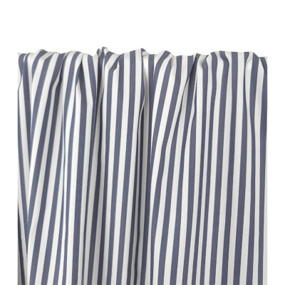 Tissu Popeline Satinée Rayé Marine / Blanc