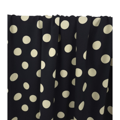 Tissu Popeline Viscose Ecovero Dots Noir / Ecru