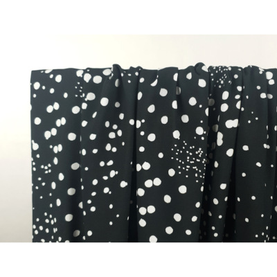 Tissu Popeline Viscose Ecovero Witty Dots Noir / Ecru