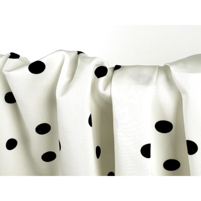 Tissu Satin de Coton Pois Ecru & Noir