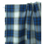 Tissu Sergé 100 % Coton Bio TARTAN Bleu / Kaki