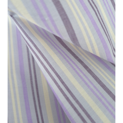 Tissu Voile de Coton Rayures Butter Yellow & Parme