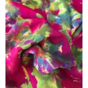 Tissu Voile de Viscose Fuchsia Watercolor Flower