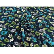 Tissu Jersey NARA Fleurs Marine