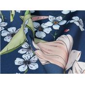 Tissu Crepe Lourd Fleurs Marine