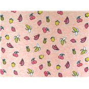 Tissu Jersey Coton / Elasthanne Fruits Paillettes Rose