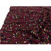 Tissu Crepe Crinkle Abstrait Bordeaux