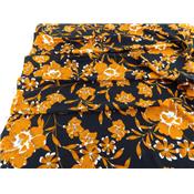 Tissu Jersey Fleurs Noir / Moutarde