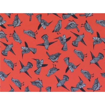 Tissu Jersey Crepe Polyester Imprimé Oiseaux