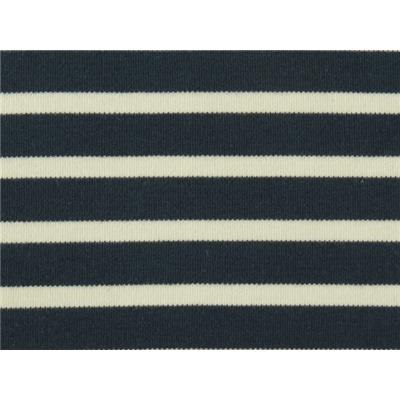Tissu Maille Coton / Modal Rayé Marine / Ecru