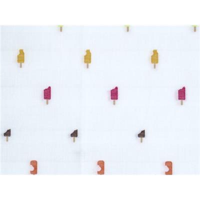 Tissu Popeline Légère Motifs Glaces Brodées