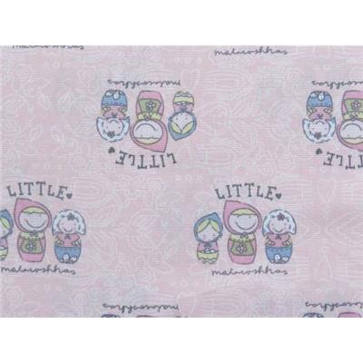 Tissu Voile de Coton Rose Imprimé Naif Enfant