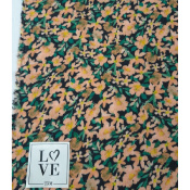 Tissu Crepe 100 % Viscose Apricot Flowers