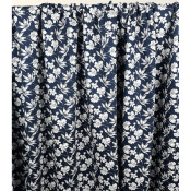 Tissu Satin de Coton Fleurs & Feuillage Marine