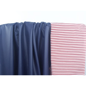 Tissu Maille Jersey Double Face Enduit Marine / Rayé