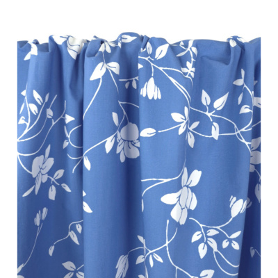Tissu Popeline 100 % Coton Fleurs Bleu Cobalt
