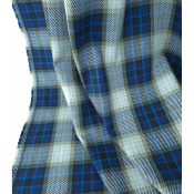 Tissu Sergé 100 % Coton Bio TARTAN Bleu / Kaki